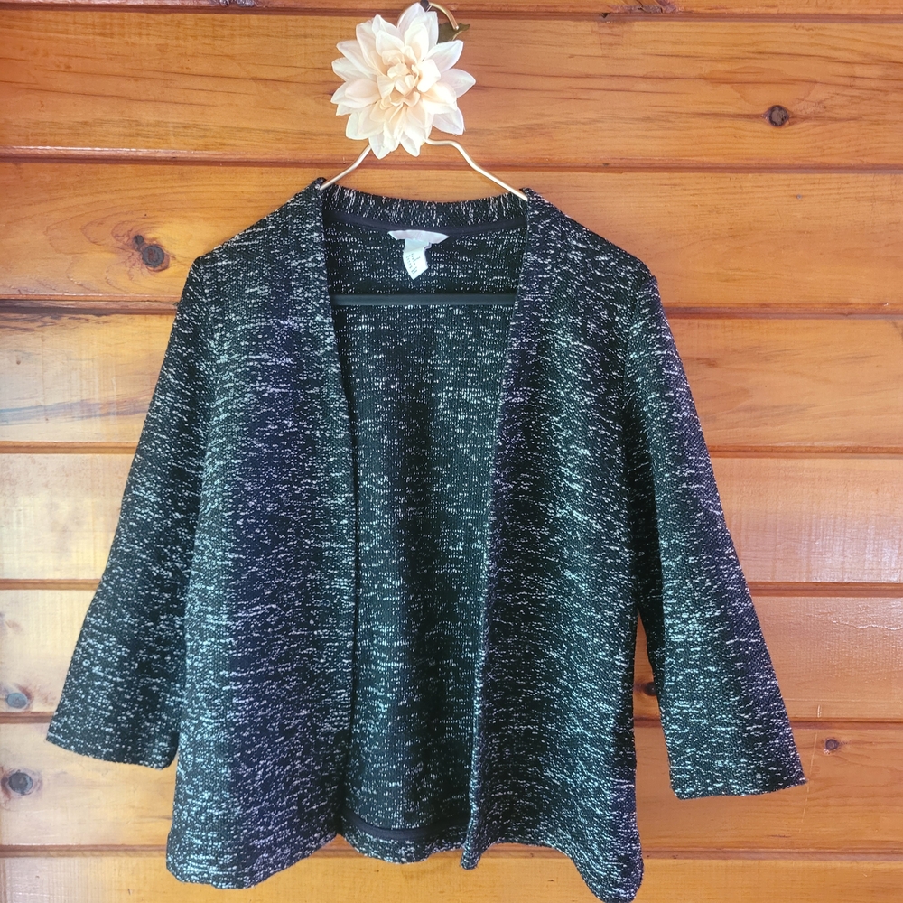 H&M Black and White Open-Front Cardigan